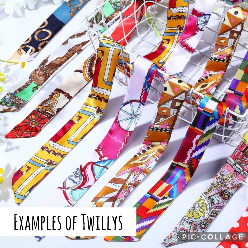 NEW (2 Piece) Fashion Satin Twilly Skinny Scarves